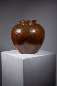 Shigaraki Stoneware Brown Ash Glaze Large Jar