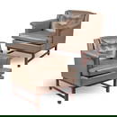 Pair Edward Wormley / Dunbar Gold Leather Chairs