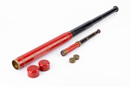 Two Antique Japanese Lacquered Telescopes