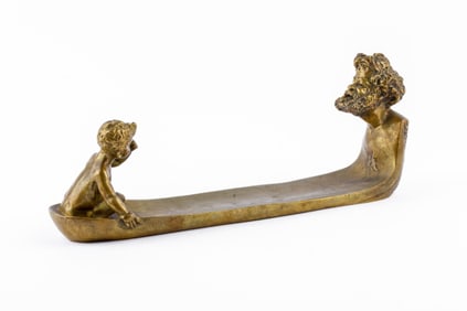 Charles Louchet Art Nouveau Bronze Desk Tray