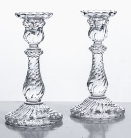 Pair Baccarat "Bambous" Crystal Candlesticks