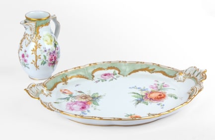 Antique KPM Berlin Porcelain Platter & Pitcher