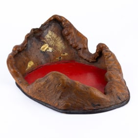 Japanese Burlwood & Lacquer Tea Tray