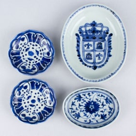 Lot of 4 Japanese Arita Handpainted Porcelain Dish