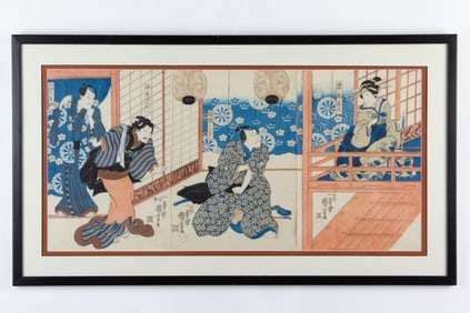 Framed Triptych Utagawa Kuniyoshi Woodblock Prints