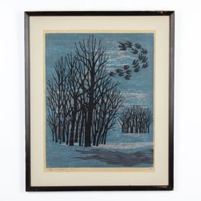 Fumio Fujita   "Evening Shadow" Woodblock, 1966