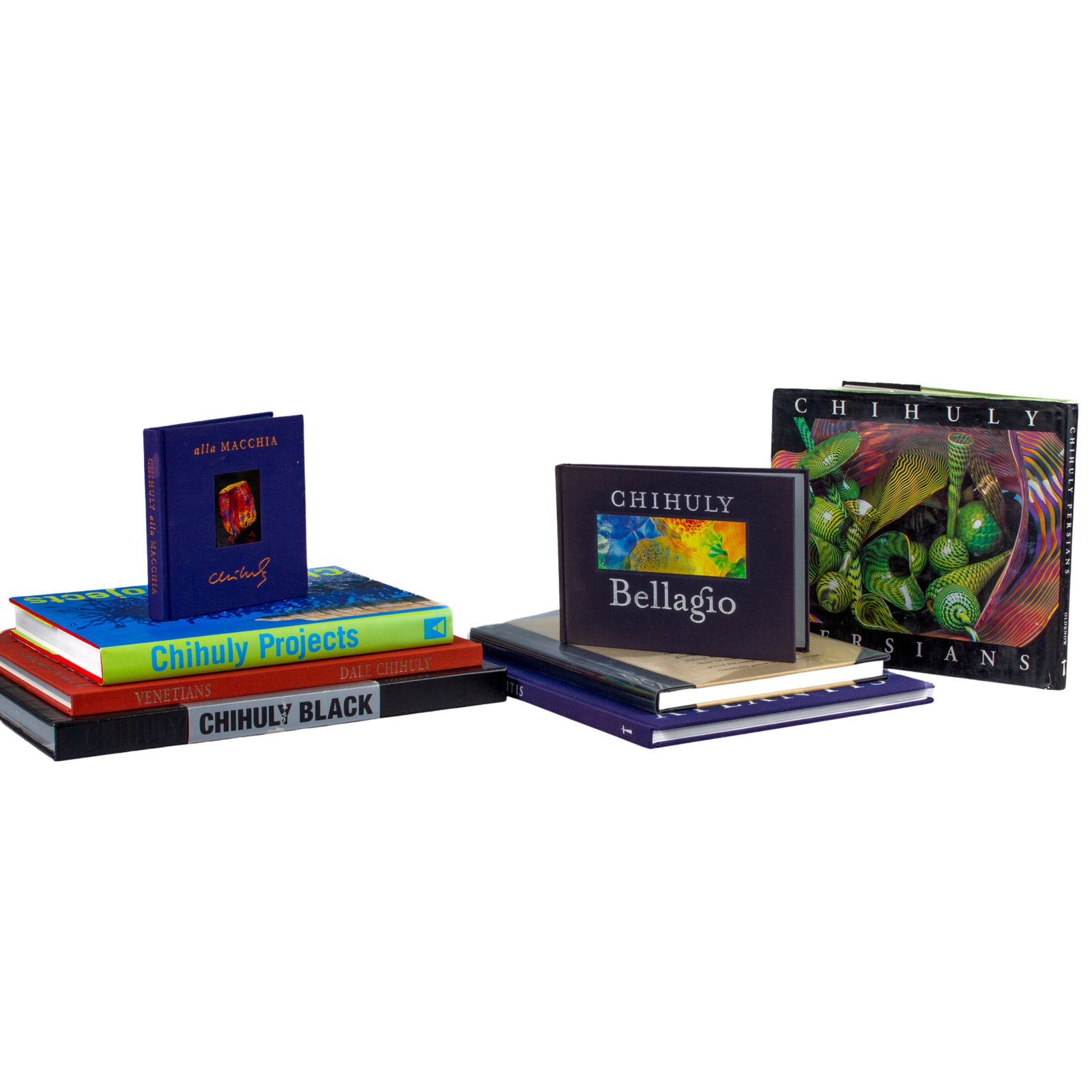 Dale Chihuly Glass : Collection of 8 Books: Group of 8 hardcover books on the glass of Dale Chihuly. Includes: "Chihuly over Venice", "Chihuly Persians", "Chihuly Projects", "Chihuly Black", "Chihuly Atlantis", "alla Macchia Chihuly", "Chihuly