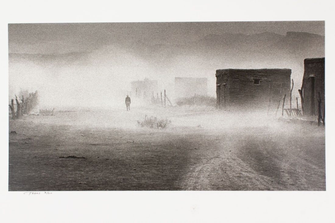 Chris Regas (1926-2018) Photograph 1969: "Long Walk Home", 1969. Silver gelatin photograph mounted to mat. Pencil signed and numbered 2/20 to both mat window and backing mat. Also pencil titled and signed along with two labels to backing mat