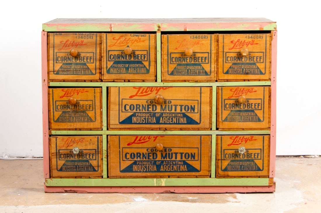 Folk Art Libby's Wood Crate Drawer Cabinet (1 of 6)