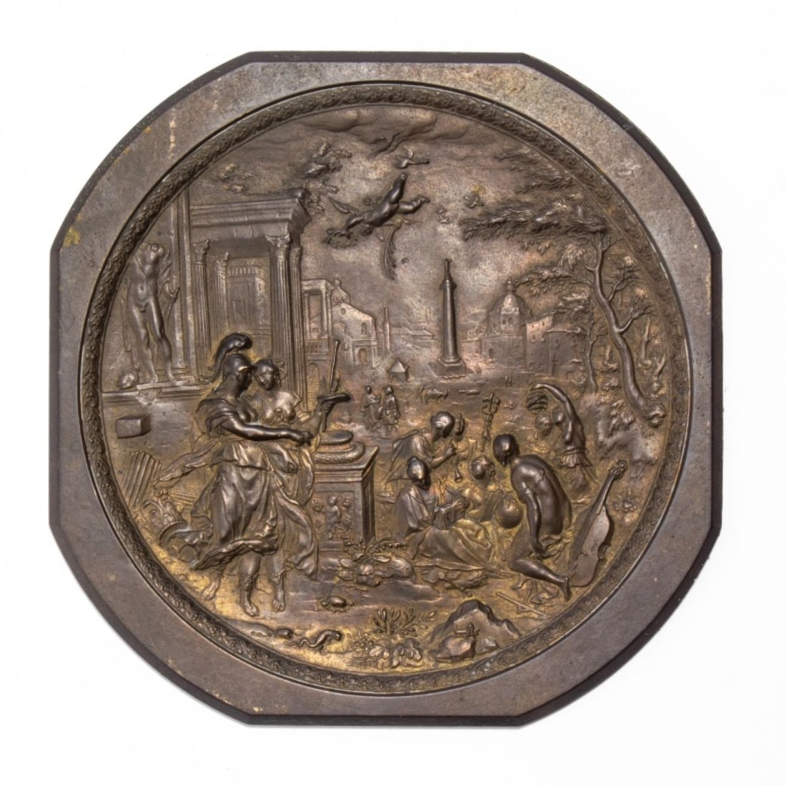 Antique Athena Hans Jakob Bayr Cast Bronze Plaque (1 of 5)