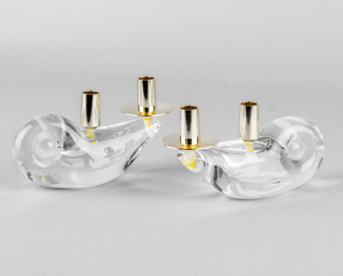 Pair Schneider Crystal & Brass Candleholders (1 of 5)