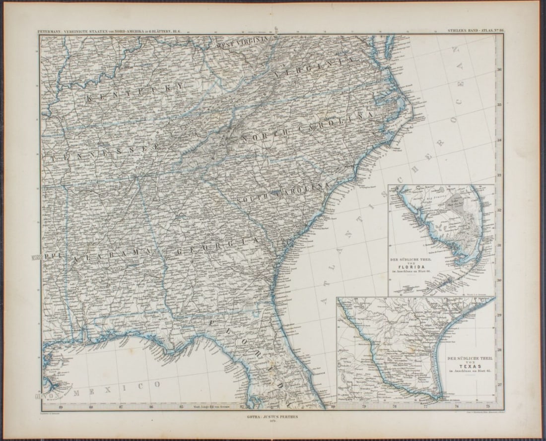 SE United States Justus Perthes German Map 1879 (1 of 4)