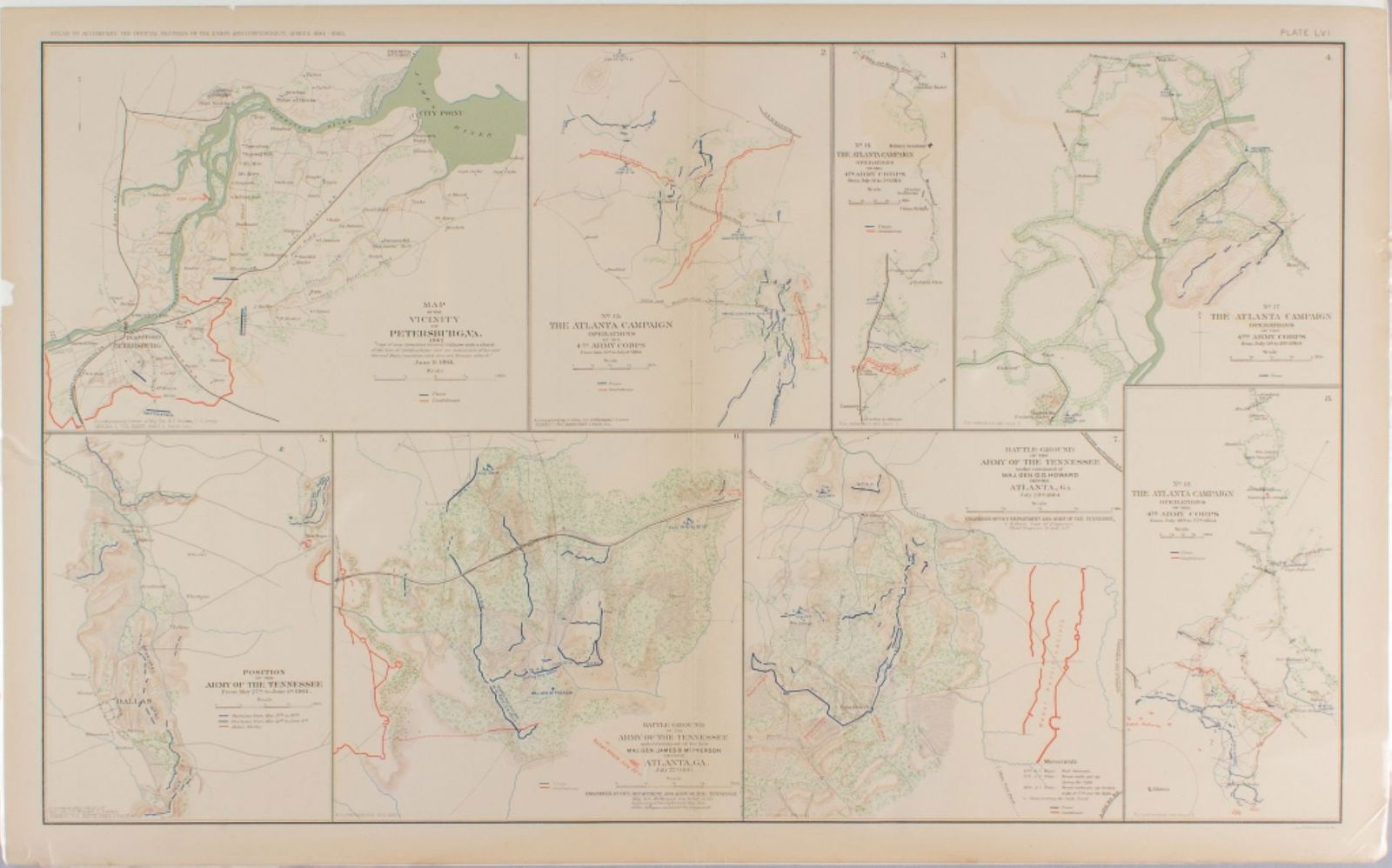 Civil War Record Map Union Confederate Army WA GPO (1 of 4)