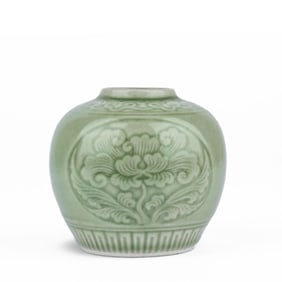 Chinese Moulded Celadon Porcelain Jarlet