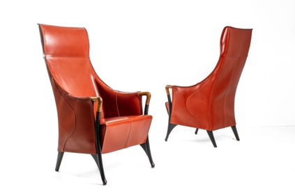 Pair Umberto Asnago for Giorgetti Lounge Chairs