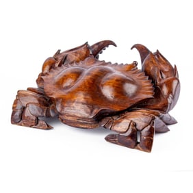 Large Indonesian Carved Hardwood King Crab