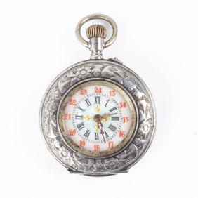 P & M Cylindre 10 Rubis 800 Silver Pocket Watch