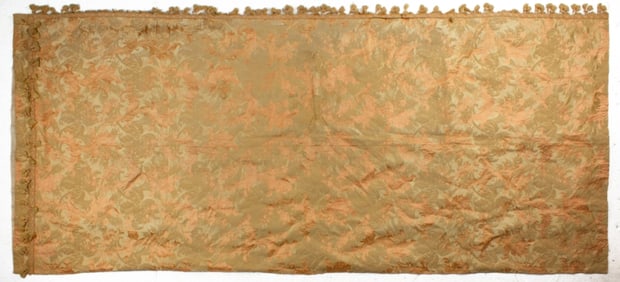 European Tan & Orange Embroidered Silk Tapestry
