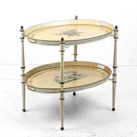 Vintage Italian Tole Painted Tray-Top Bar / Table