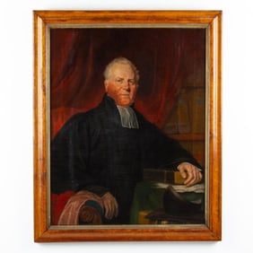 19th Century Portrait of Reverend Walton Oil on Canvas Painting