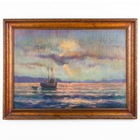 Post-Impressionist Style Sunset Oil on Canvas