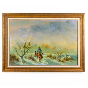 Tom Coffing  (WA) "Cowboy in Snow" Oil on Canvas