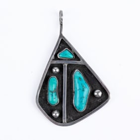 Native American Silver & Turquoise Pendant