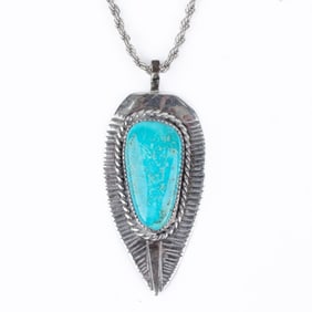 Southwest Sterling & Turquoise Pendant Necklace