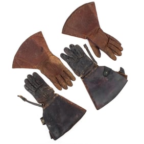 Two Pair Leather Gauntlet Motorcycle Gloves