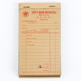 Texaco / Indian Motorcycle Receipt Book