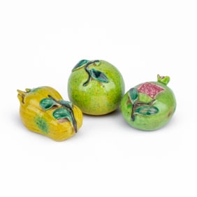 Lot 3 Antique Chinese Ceramic Altar Fruits