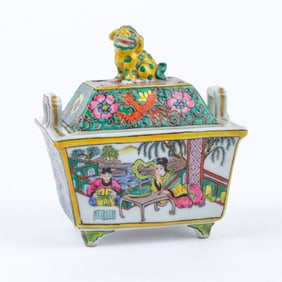 Antique Chinese Enameled Porcelain Incense Burner