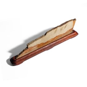 Chinese Scholar's Landscape Stone in Wood Stand
