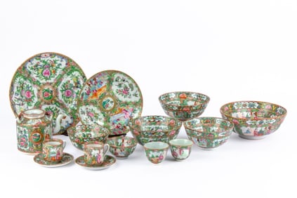 Group Chinese Rose Medallion Porcelain Dishes