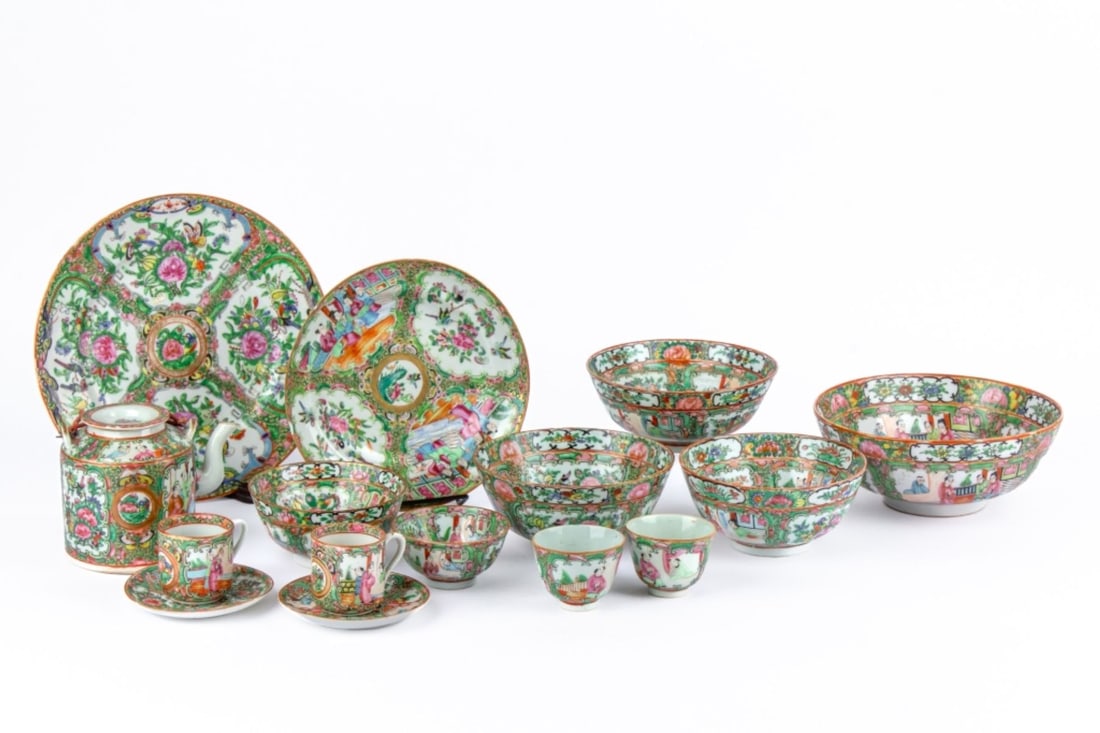 Group Chinese Rose Medallion Porcelain Dishes (1 of 8)