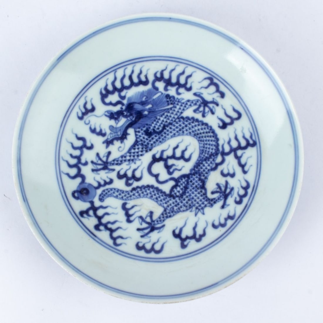 Chinese B&W Dragon Plate Porcelain Guangxu Mark (1 of 5)