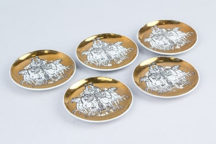 5 Fornasetti Roman Chariot Porcelain Coasters
