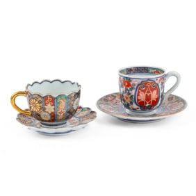 2 Antique Japanese Teacups & Saucers
