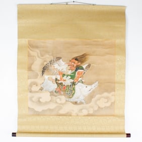 Antique Japanese Tengu Scroll Painting