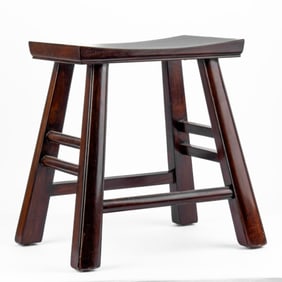Dark Hardwood Pagoda Form Stool