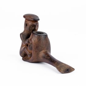 Antique Primitive Folk Art Figural Smoking Pipe