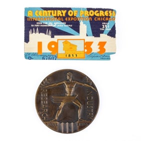 1933 Chicago Worlds Fair Medal & Ticket