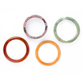 4 Chinese Hardstone Bangles