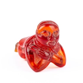 Japanese Carved Amber Netsuke of a Kappa