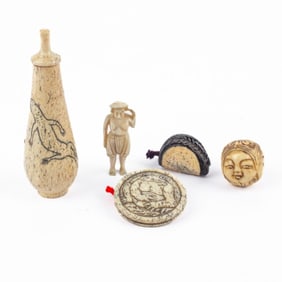 Group 5 Antique Japanese Bone Netsuke / Bead / Bt