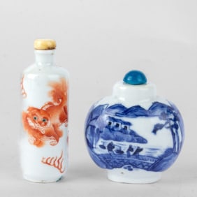 2 Chinese Porcelain Snuff Bottles