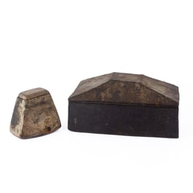 2 Antique Nepalese Carved Wood Pagoda Boxes