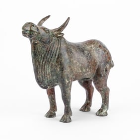 Chinese Archaic Style Cast Bronze Ox