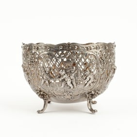 Antique German 800 Silver Cherub Bowl
