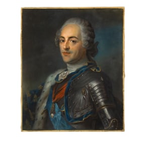 Antique Portrait of Louis XV Pastel on Canvas